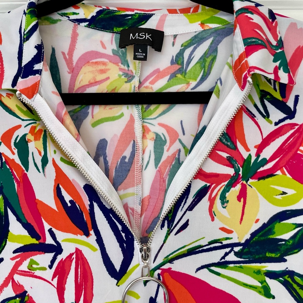 MSK Multicolor Floral Zip-Up Dress - Picture 2 of 4